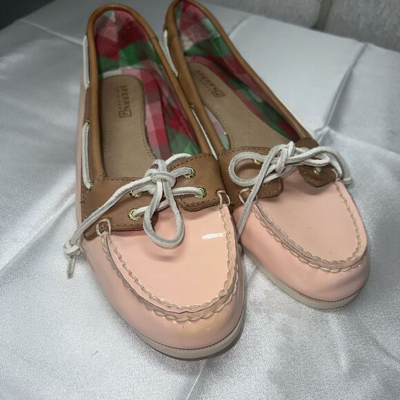 Sperry Topsider Women's Angel Fish Pink Patent Leather Plaid inside Boat zs 7.5 - Picture 13 of 14